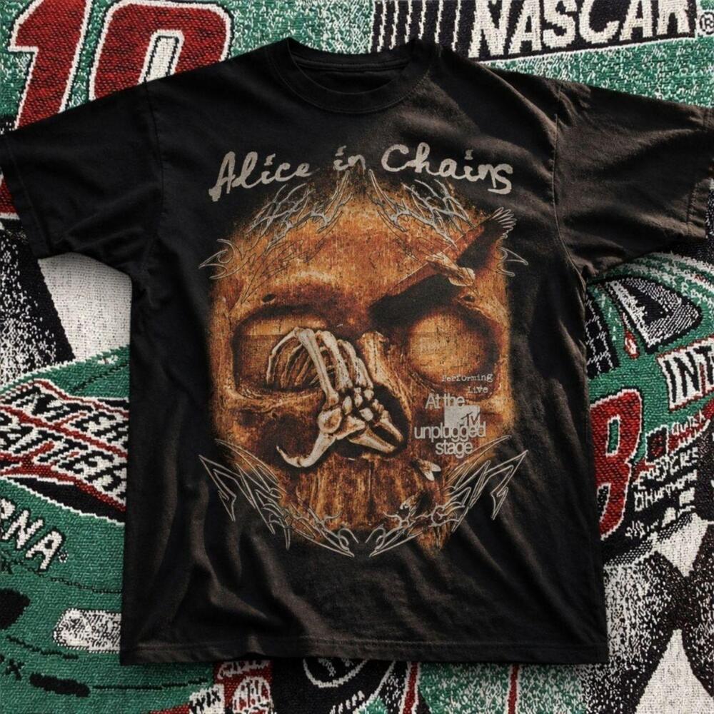 Alice In Chains Mtv Unplugged Skull Graphic Tee Black Unisex